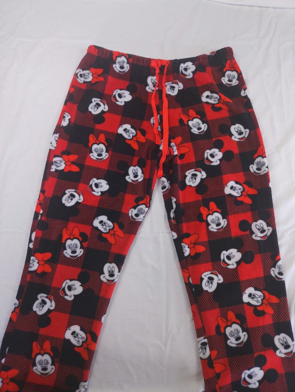 Disney Red and Black Minnie & Mickey Mouse Plaid Pajama Pants Size Large - Picture 3 of 4